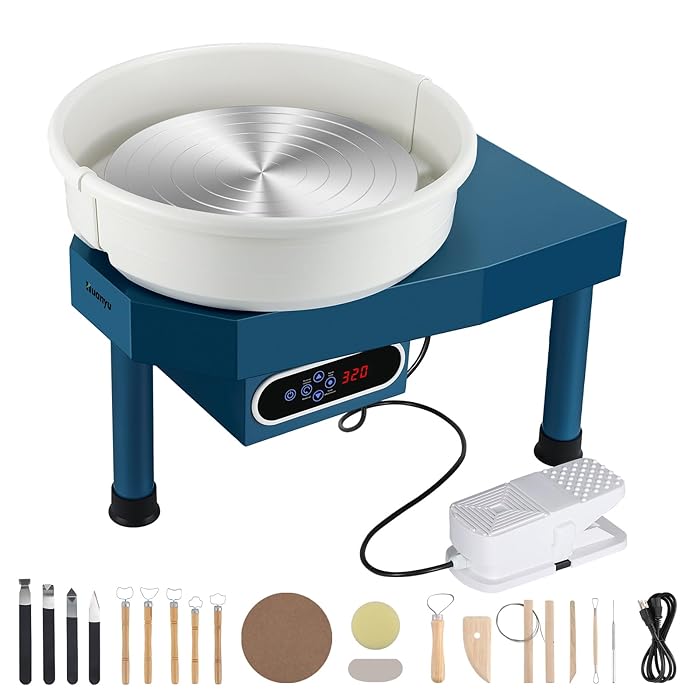 Huanyu Pottery Wheel 35cm with Foot Pedal, LCD Screen & Detachable Basin | 250W Electric Ceramic Machine for DIY Art & Clay Sculpting