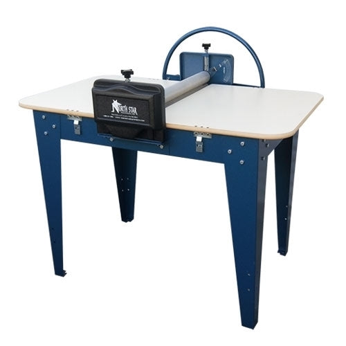 North Star 30” Slab Roller with durable steel frame, adjustable roller mechanism, and spacious tabletop, ideal for creating even clay slabs in pottery studios.